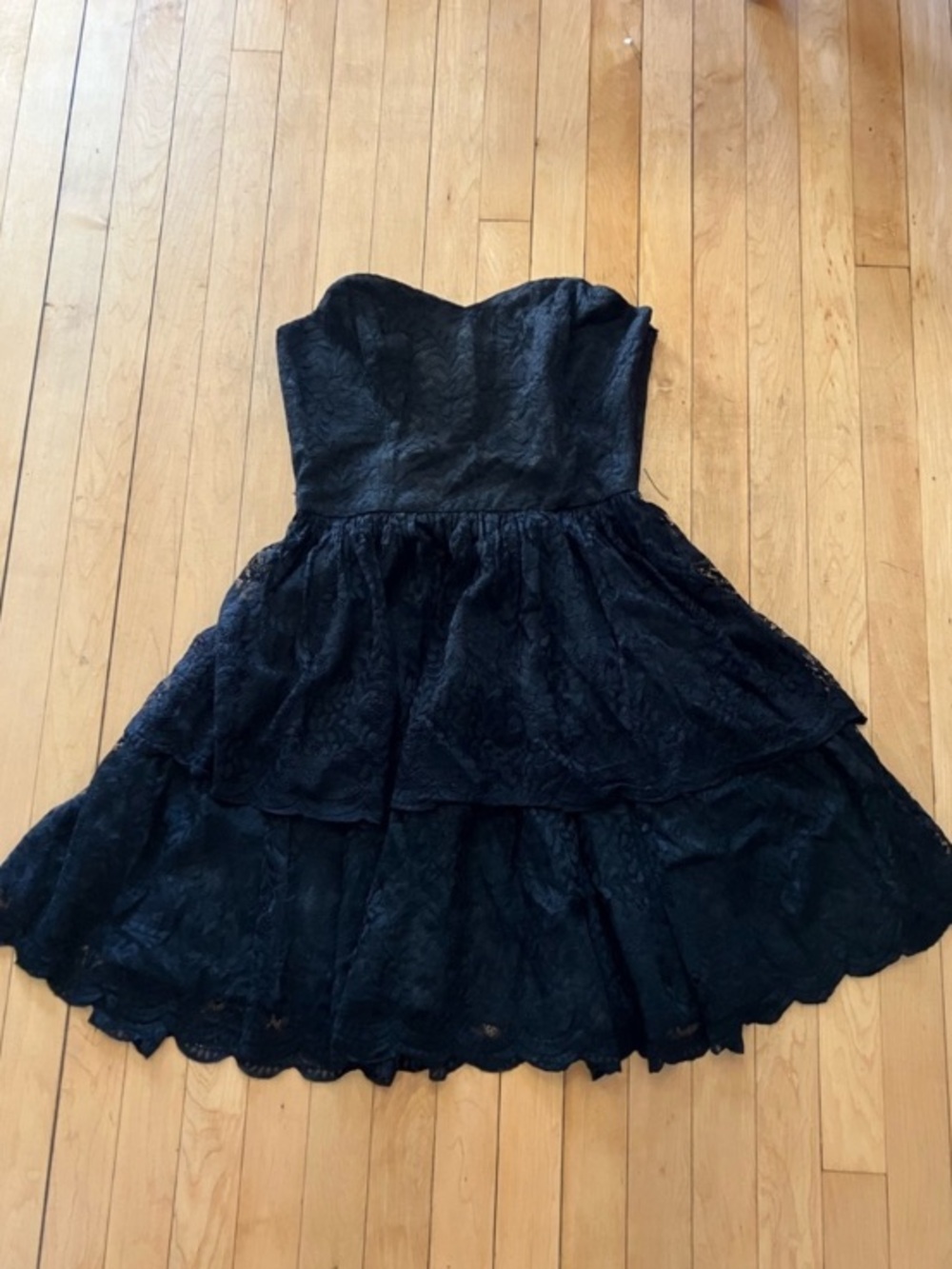 Anna Sui for Anthropologie Black Sweetheart Ruffled Lace Dress Size 12